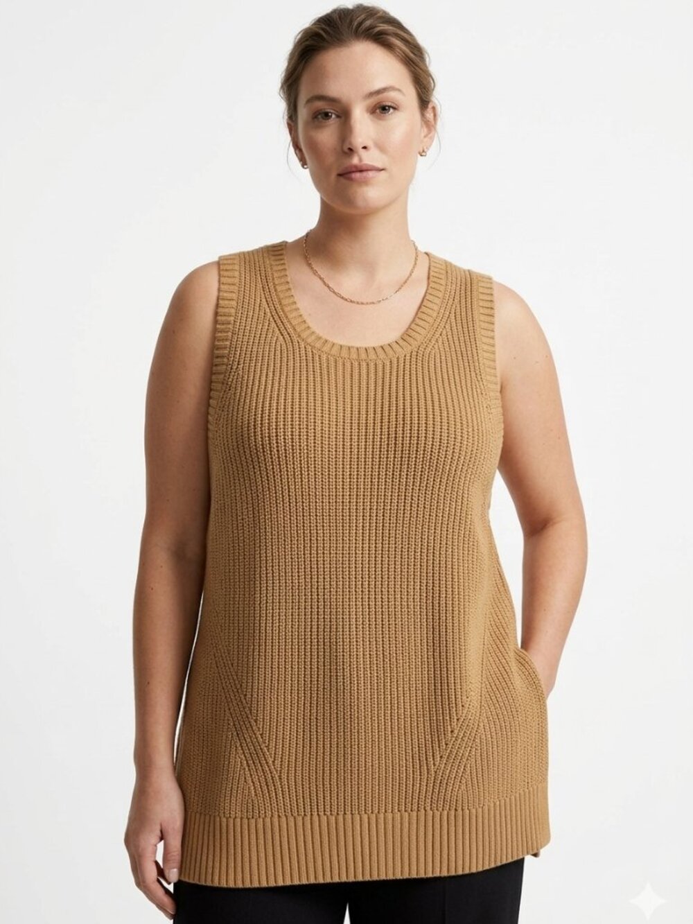 BANANA REPUBLIC WOMEN'S OCRE BROWN SLEEVELESS SWEATER TANK SHIRT - XL